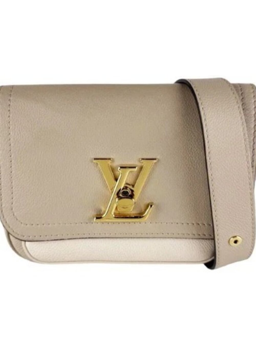 Auth LOUIS VUITTON Lockme Tender Chain Shoulder Bag Greige Leather M58554 z10579